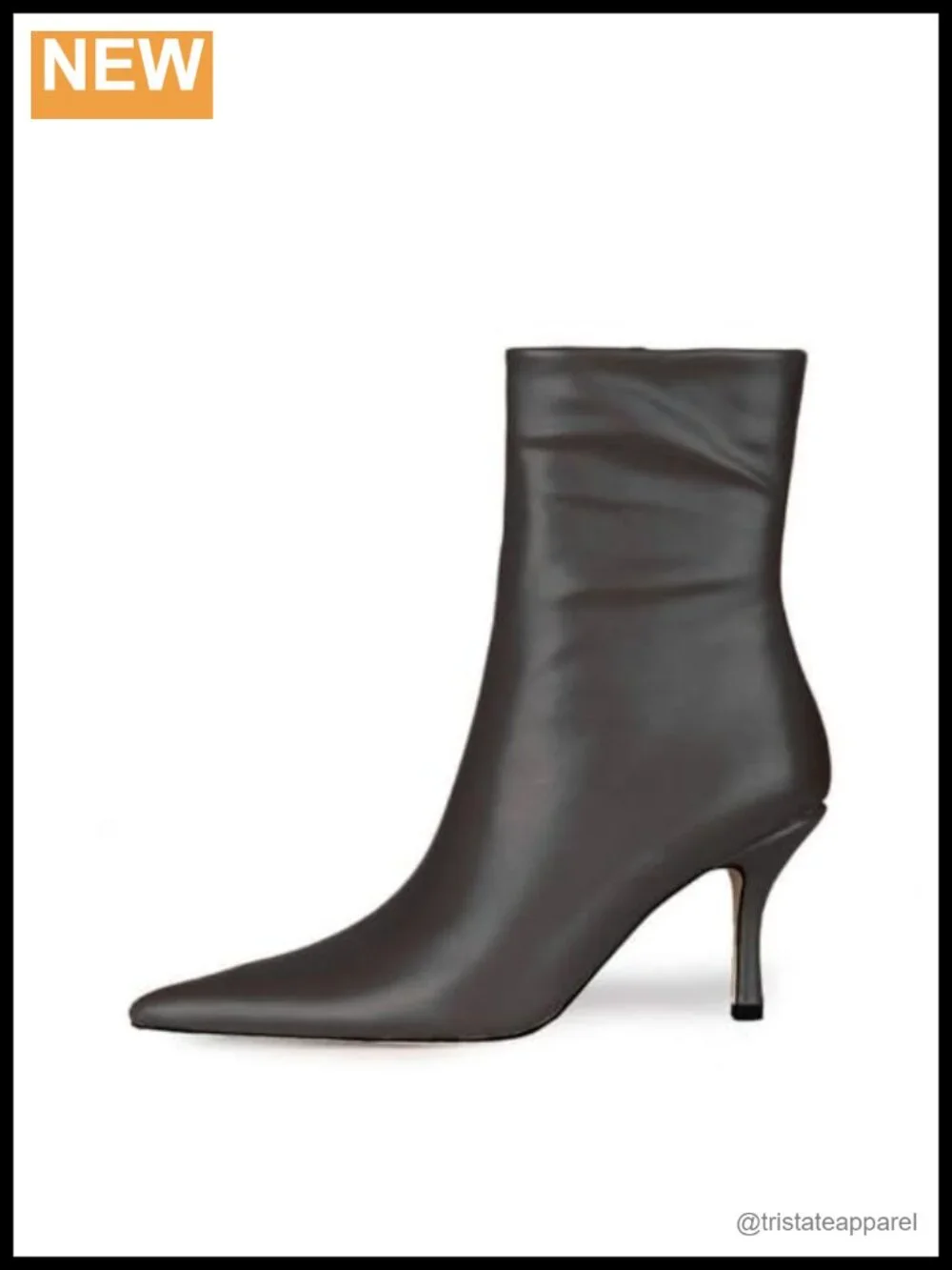 Womens Pointed Toe Stiletto Ankle Boots Zip Up Mid Calf Booties